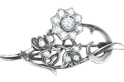 Brosche - 925er Sterling Silber mit Zirkonia 