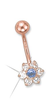 Rotgold 585 Bauchpiercing mit Zirkonia 