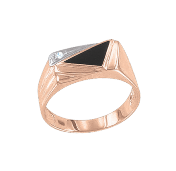 Herrenring aus Rotgold 585° mit Onyx 