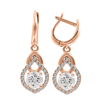 Серьги из красного золота 585 пробы с фианитами 