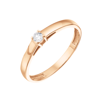 Lady´s ring in red gold of 585 assay value with diamonds 