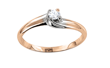 Lady´s ring in red gold of 585 assay value with diamonds 
