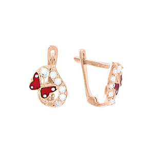 Серьги из красного золота 585 пробы с фианитами 
