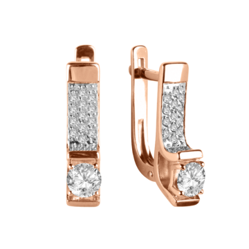 Серьги из красного Золота 585 пробы с кристаллами Swarovski и цирконом 