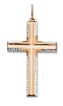 Kreuz Anhänger aus Rot/ Weißgold 585° 