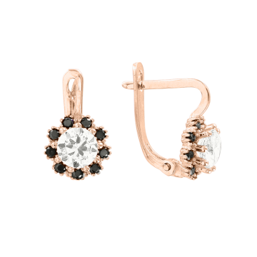 Серьги из красного золота 585 пробы с фианитами 