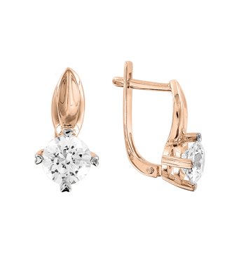 Серьги из красного золота 585 пробы с кристаллами Swarovski 