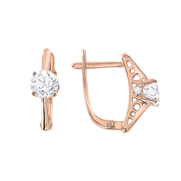 Серьги в красном золоте 585 пробы с кристаллами Swarovski 