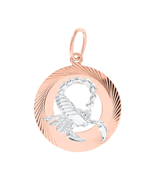 Подвеска знак зодиака из красного с белым золота 585 пробы "Скорпион" 