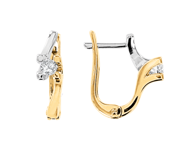 Gelbgold 585 Ohrringe mit Brillanten 