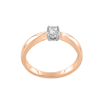 Lady´s ring in red gold of 585 assay value with diamonds 