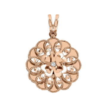 Pendant in red gold of 585 assay value with zirconia 