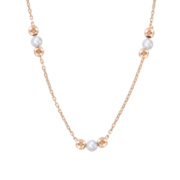 Подвеска с цепочкой из красного золота с Фианитами и Жемчугом 45 cm