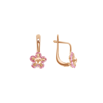 Kinder Ohrringe aus Rotgold 585° (14K) mit Zirkonia 
