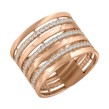 Lady´s ring in red gold of 585 assay value with zirconia 