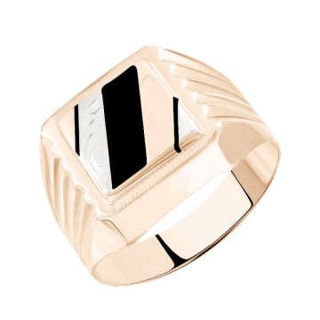 Herrenring aus Rotgold 585° mit Emaille 