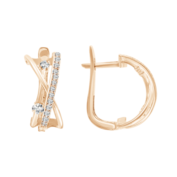 Серьги из красного золота 585 пробы с фианитами 