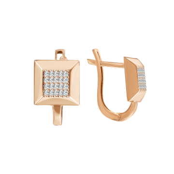 Earrings in red gold with cubic zirconia 