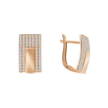 Серьги из красного золота 585 пробы с фианитами 
