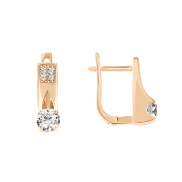 Earrings in red gold with cubic zirconia 