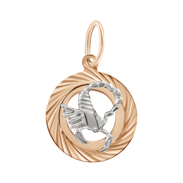 Подвеска знак зодиака из красного с белым золота 585 пробы "Скорпион" 