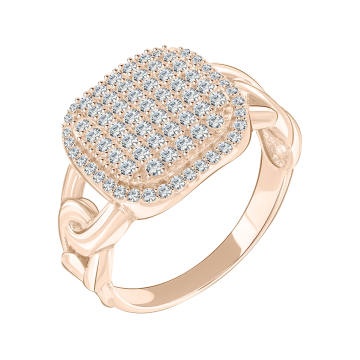 Lady´s ring in red gold of 585 assay value with zirconia 