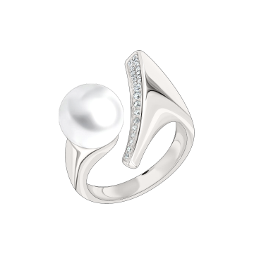 Damen-ring aus 925er Sterling Silber mit Zirkonia, Perle 