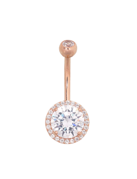 Rotgold 585 Bauchpiercing mit Zirkonia 