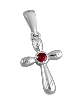 Orthodoxe Kreuz-Anhänger Silber 925° mit Rubin 