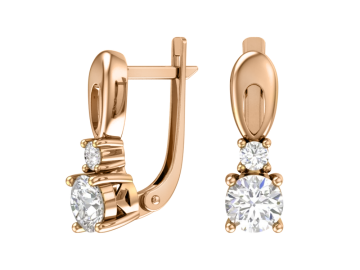 Earrings in red gold with cubic zirconia 