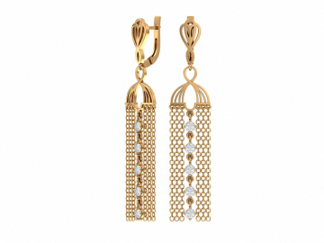 Earrings in red gold with cubic zirconia 