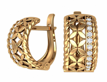 Earrings in red gold with cubic zirconia 