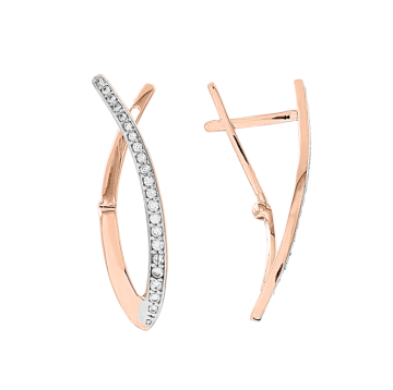 Серьги из красного золота 585 пробы с фианитами 