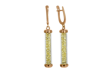 Gold-plated earrings with jewelry glass 