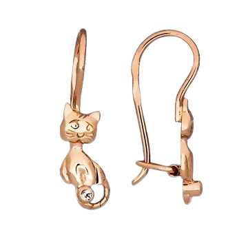 Серьги из красного золота 585 пробы с фианитами 