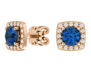 Серьги из красного золота 585 пробы с фианитами 
