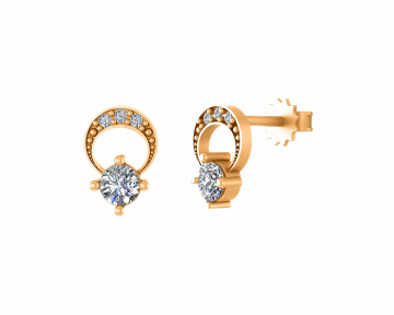 Earrings in red gold with cubic zirconia 