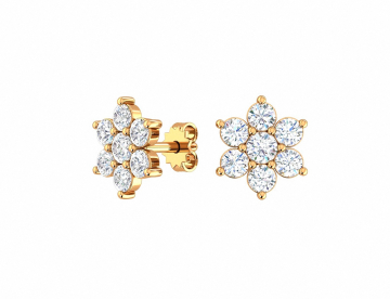 Earrings in red gold with cubic zirconia 
