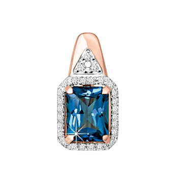 Anhänger aus Rotgold 585° mit London blau Topas, Brillanten 