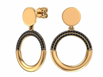 Earrings in red gold with cubic zirconia 