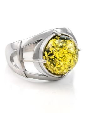 Herrenring - 925er Sterling Silber mit Bernstein 