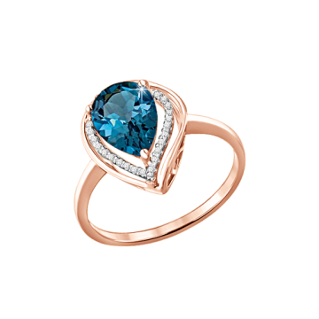 Золотое кольцо. Вставка: фианиты, лондонский топаз 18,0 mm