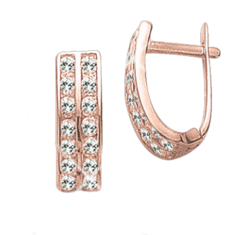 Серьги из красного золота 585 пробы с фианитами 