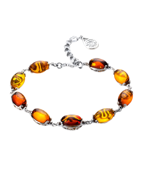 Armband aus 925er Sterling Silber mit Bernstein 
