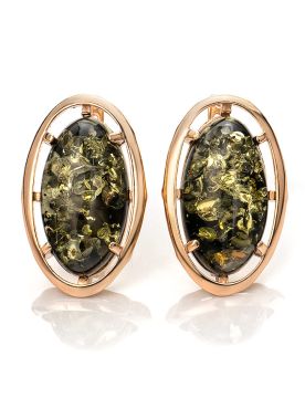 Ohrringe aus Silber 925° Rotgold vergoldet mit Bernstein 