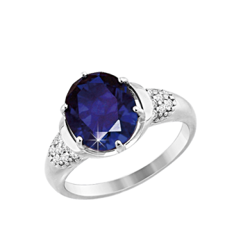 Damenring aus 925er Sterling Silber mit Zirkonia, Saphir HTS 