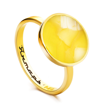 Vergoldete Damen-ring aus 925er Silber mit Bernstein 