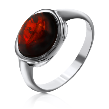 Женское серебряное кольцо 925 пробы. Вставка: Янтарь 17,0 mm