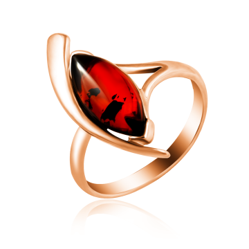 Gold-plated silver and rhodium ring with amber 18,5 mm