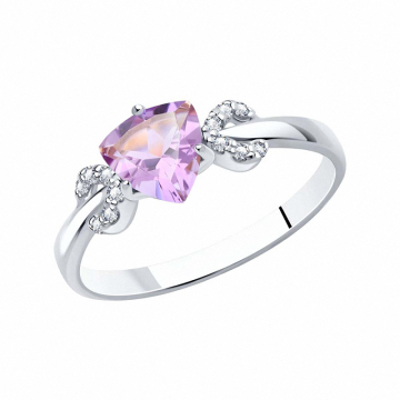 Серебряное кольцо. Вставка: фианиты и аметист 